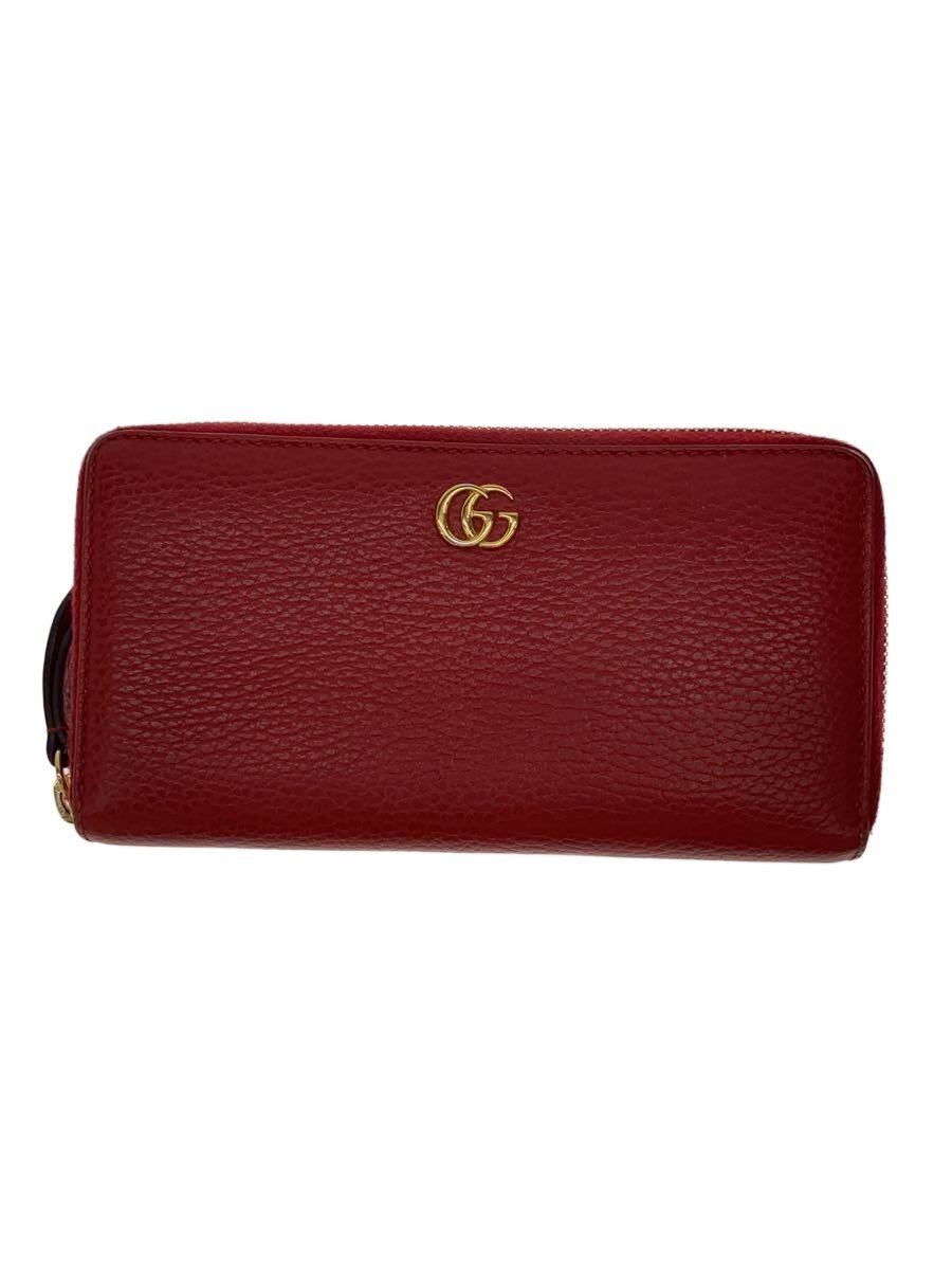 【中古】GUCCI◆長札入れ/なめし革/RED/無地/レディース/456117//【服飾雑貨他】