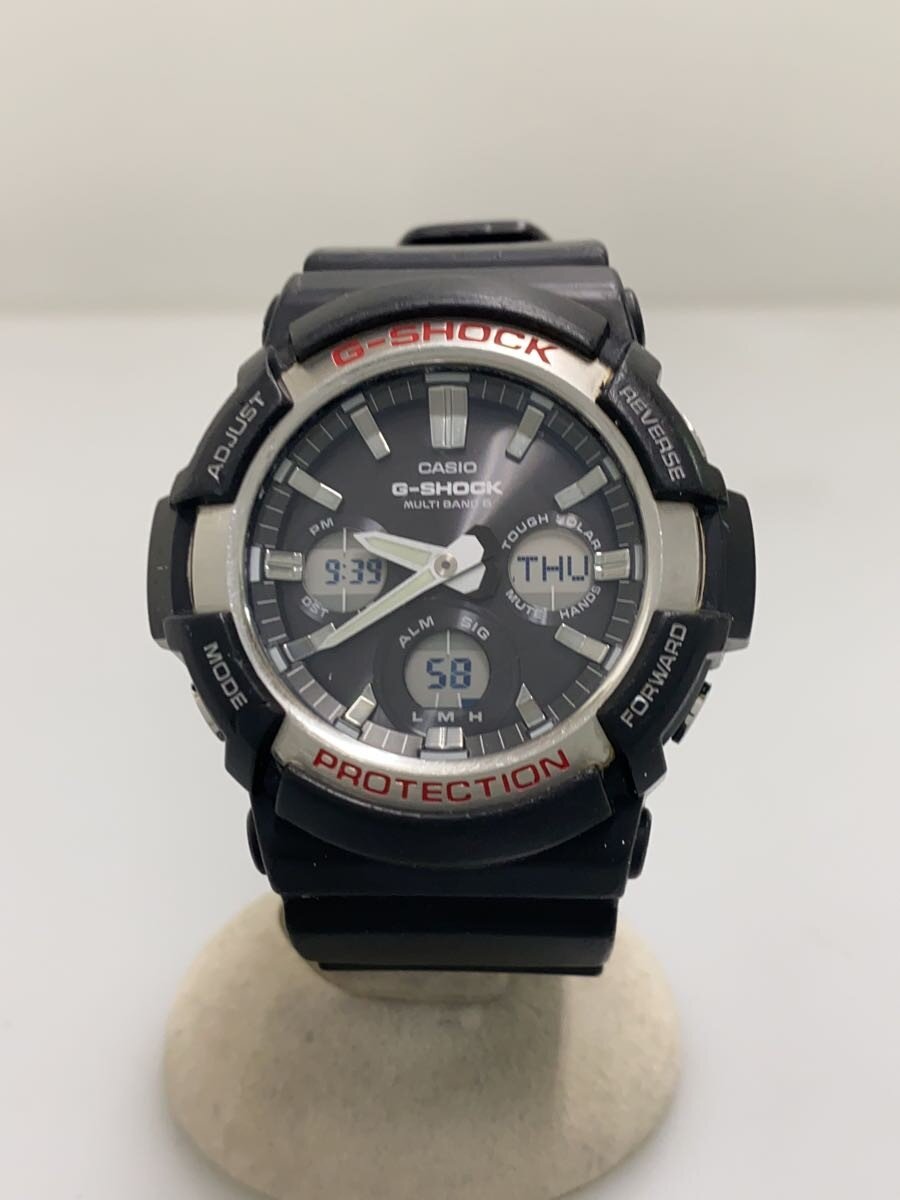 【中古】CASIO◆ソーラーウオッチ・G-SHOCK/デジアナ/天然ゴム/BLK【服飾雑貨他】