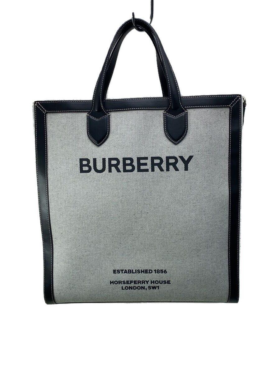 【中古】BURBERRY◆ホースフェリープリント/帆布/なめし革/2way/トートバッグ/帆布/GRY/8037936【御徒面子】