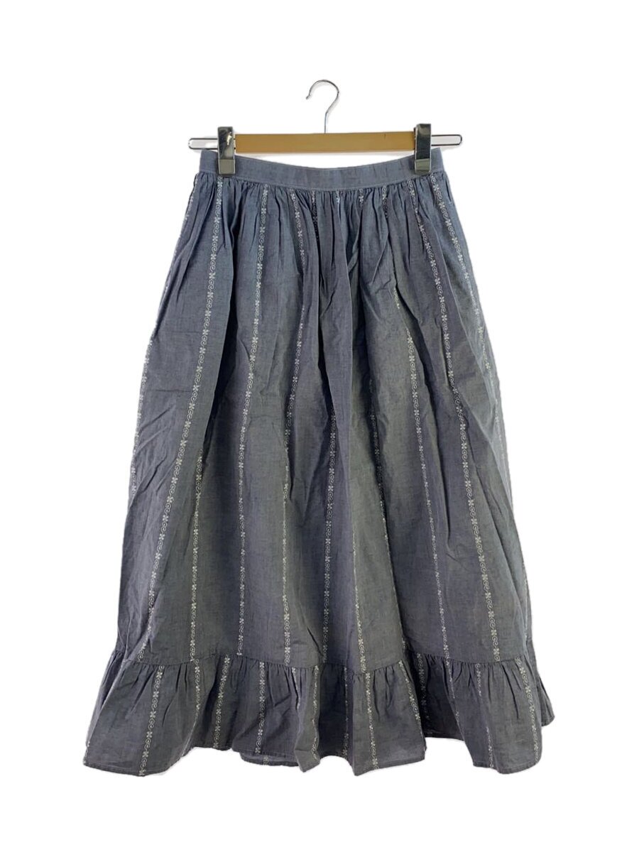 【中古】tricot COMME des GARCONS◆90s/刺しゅうストライプロングスカート/M/綿織物/BLU【レディースお召しもの】