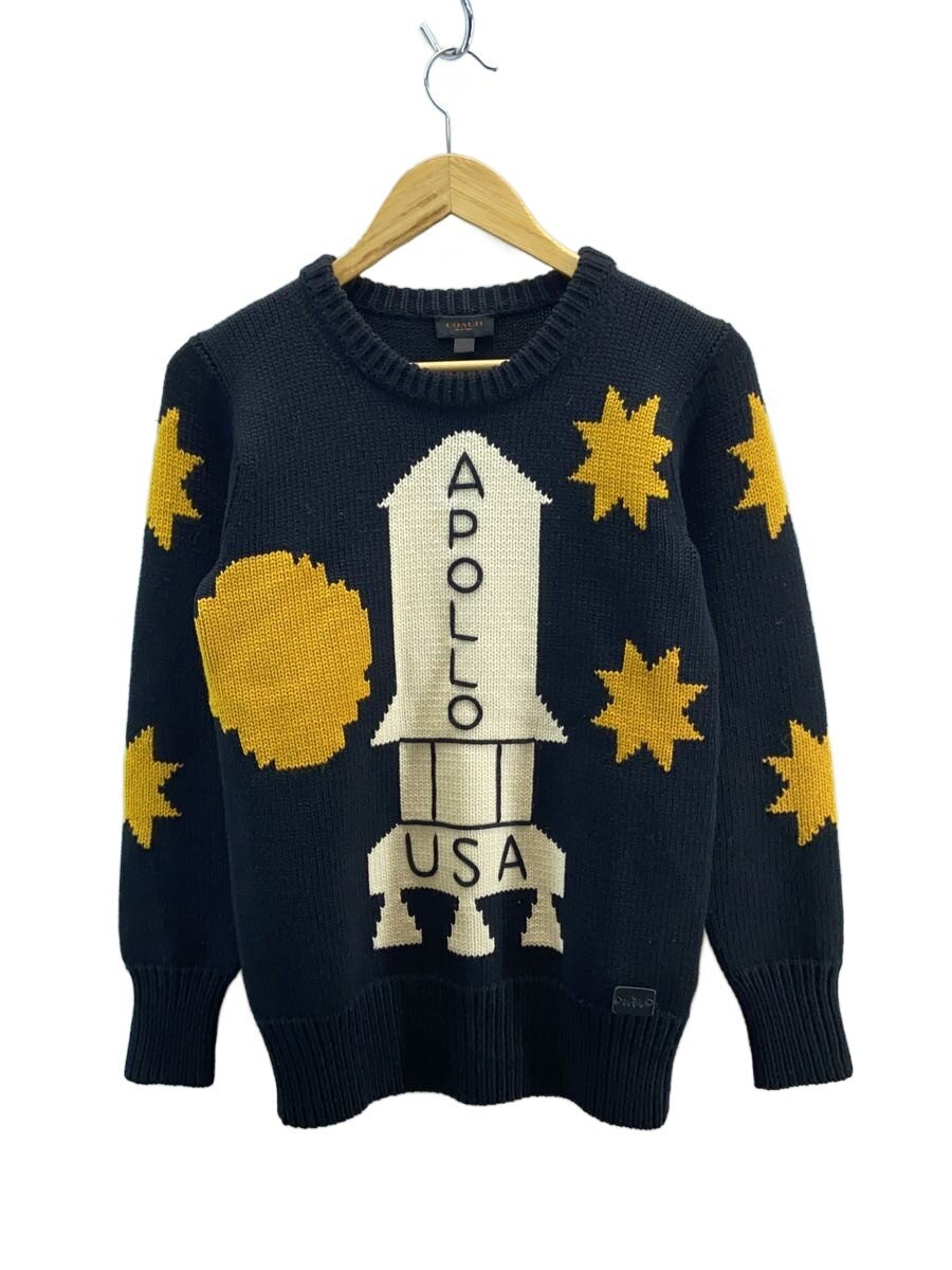 【中古】COACH◆アポロ編み物/編み物・ティーシャツ(朦朦たる)/XS/羊毛/BLK/総柄【レディース御召しもの】