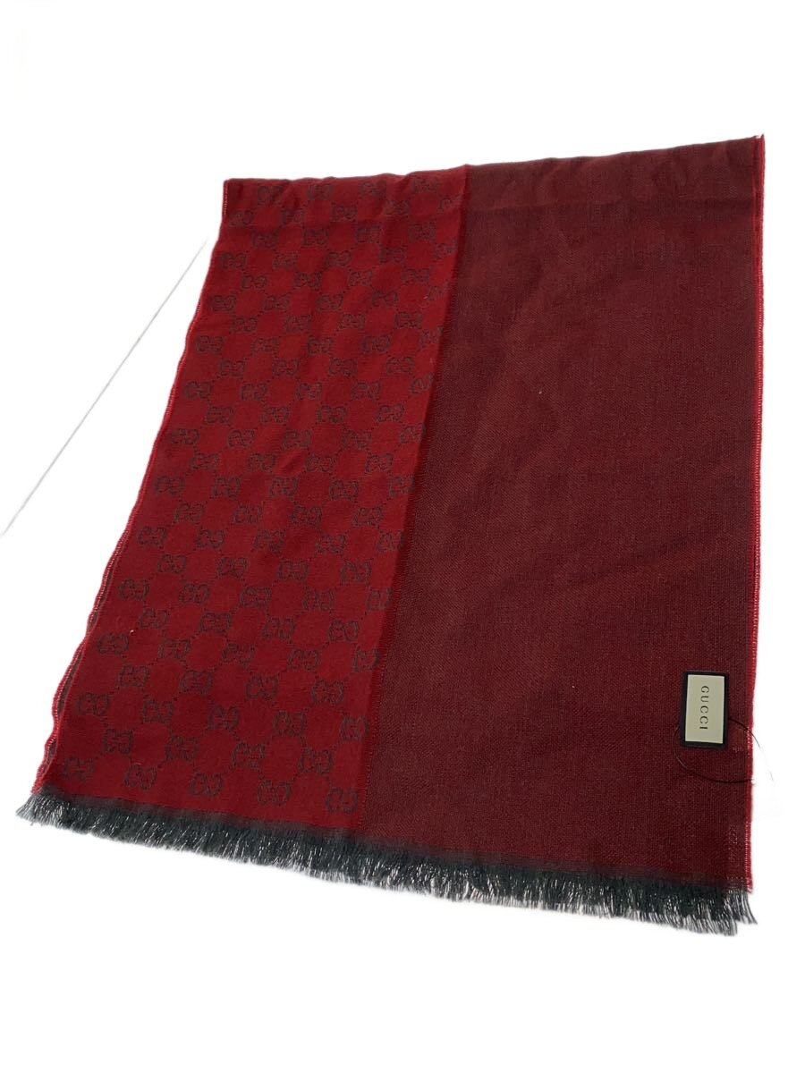 【中古】GUCCI◆えり巻き/羊毛/RED/総柄/メンズ【服飾雑貨他】