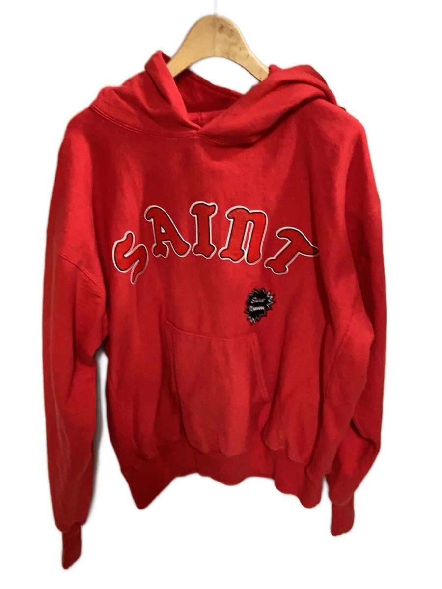 【中古】SAINT MICHAEL◆24AW/HOODIE ARCH SAINT/パーカー/L/綿織物/RED/SM-YS8-0000-038【メンズウェア】