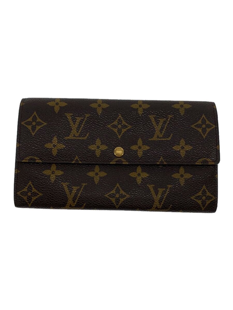 【中古】LOUIS VUITTON◆1)ポルト・フォイユ・サラ_モノグラム・キャンバス_BRW/PVC/BRW/レディース【服飾雑貨他】