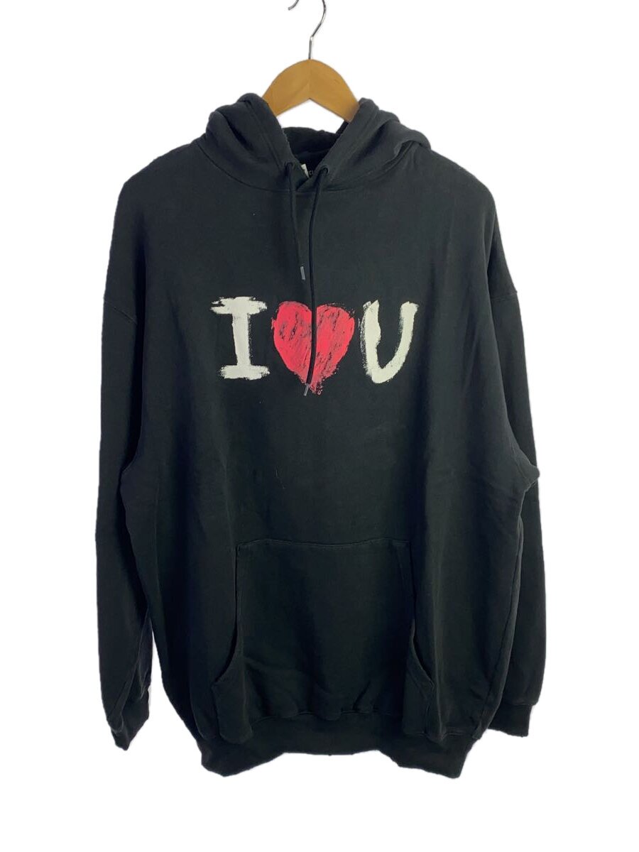 【中古】BALENCIAGA◆21ss/I Love You/パーカー/XXS/綿織物/BLK/578135【メンズウェア】
