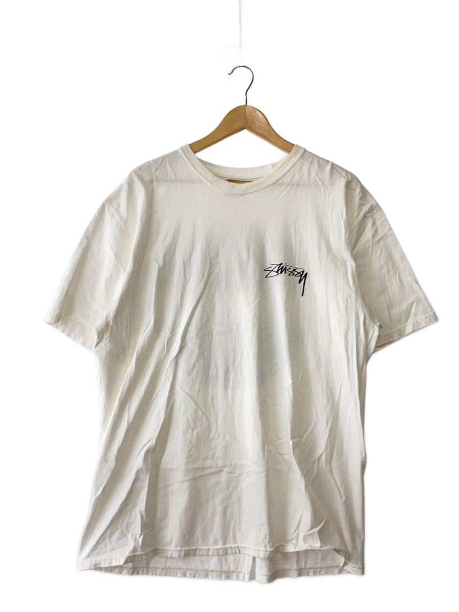【中古】STUSSY◆ティーシャツ/L/綿織物/WHT/刷り上げる//【メンズウェア】