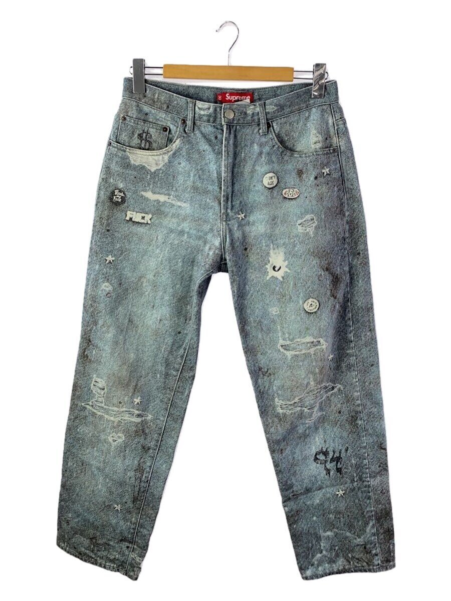【中古】Supreme◆HJR Trompe Loeil Loose Fit Jean/下つ方/30/綿織物/BLU/総柄//【メンズウェア】
