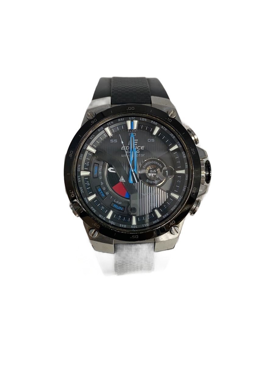 【中古】CASIO◆ソーラーウオッチ・EDIFICE/アナログ/BLK/BLK/SS【服飾雑貨他】