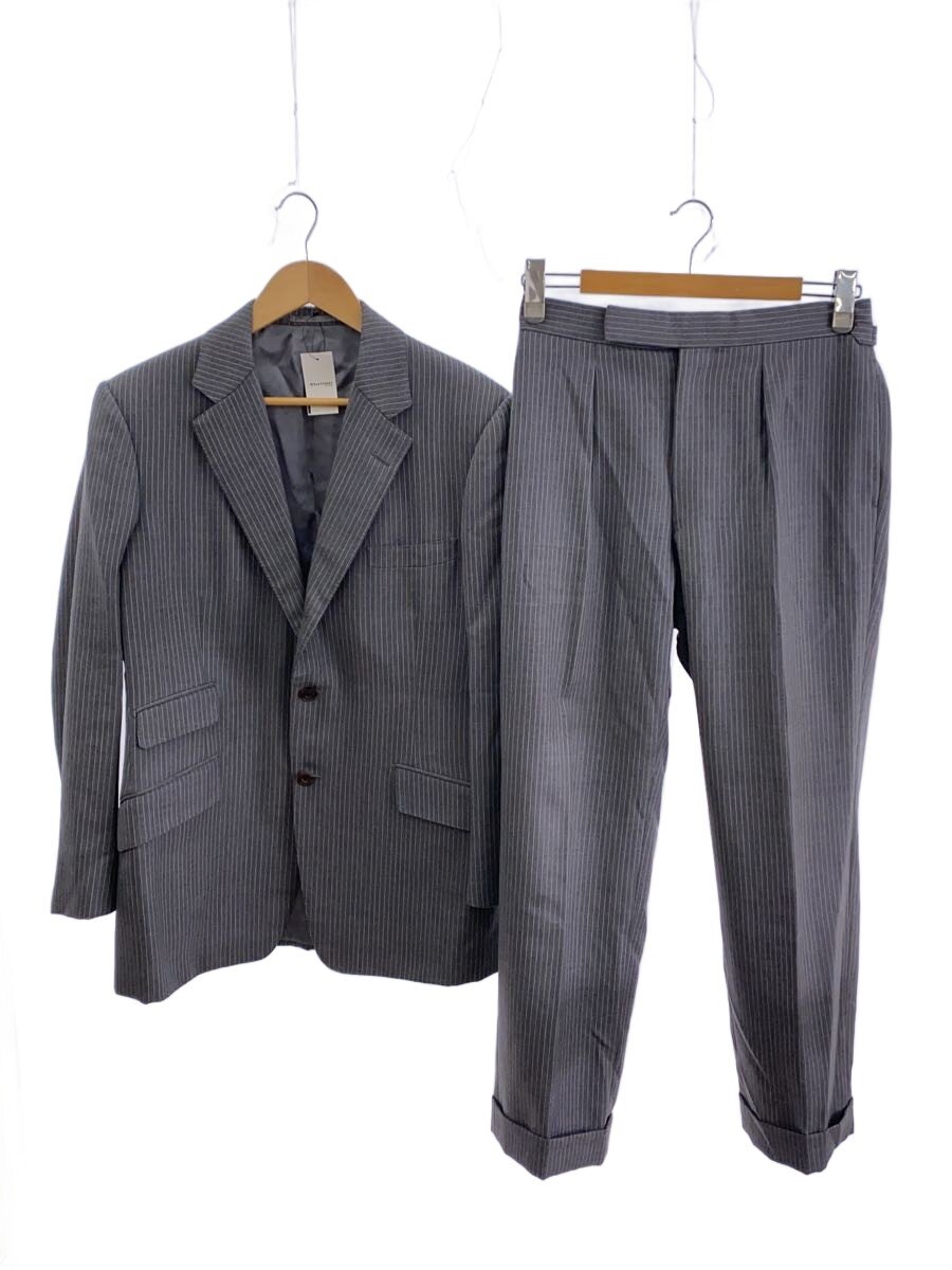 【中古】セットアップ/38/羊毛/GRY/縞模様【メンズウェア】