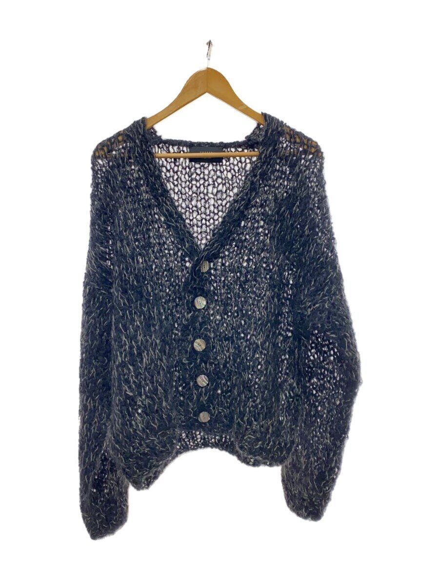 【中古】UNUSED◆24AW/Mohair knit cardigan/モヘアニットカーディガン(朦々たる)/2/BLK/US2474//【メンズウェア】