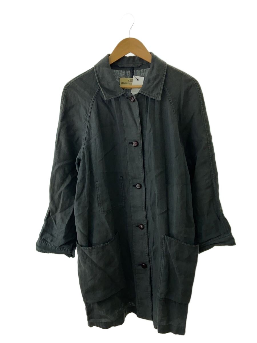 【中古】nest Robe◆厚地の外套/--/リネン/KHK/無地【レディース御召しもの】