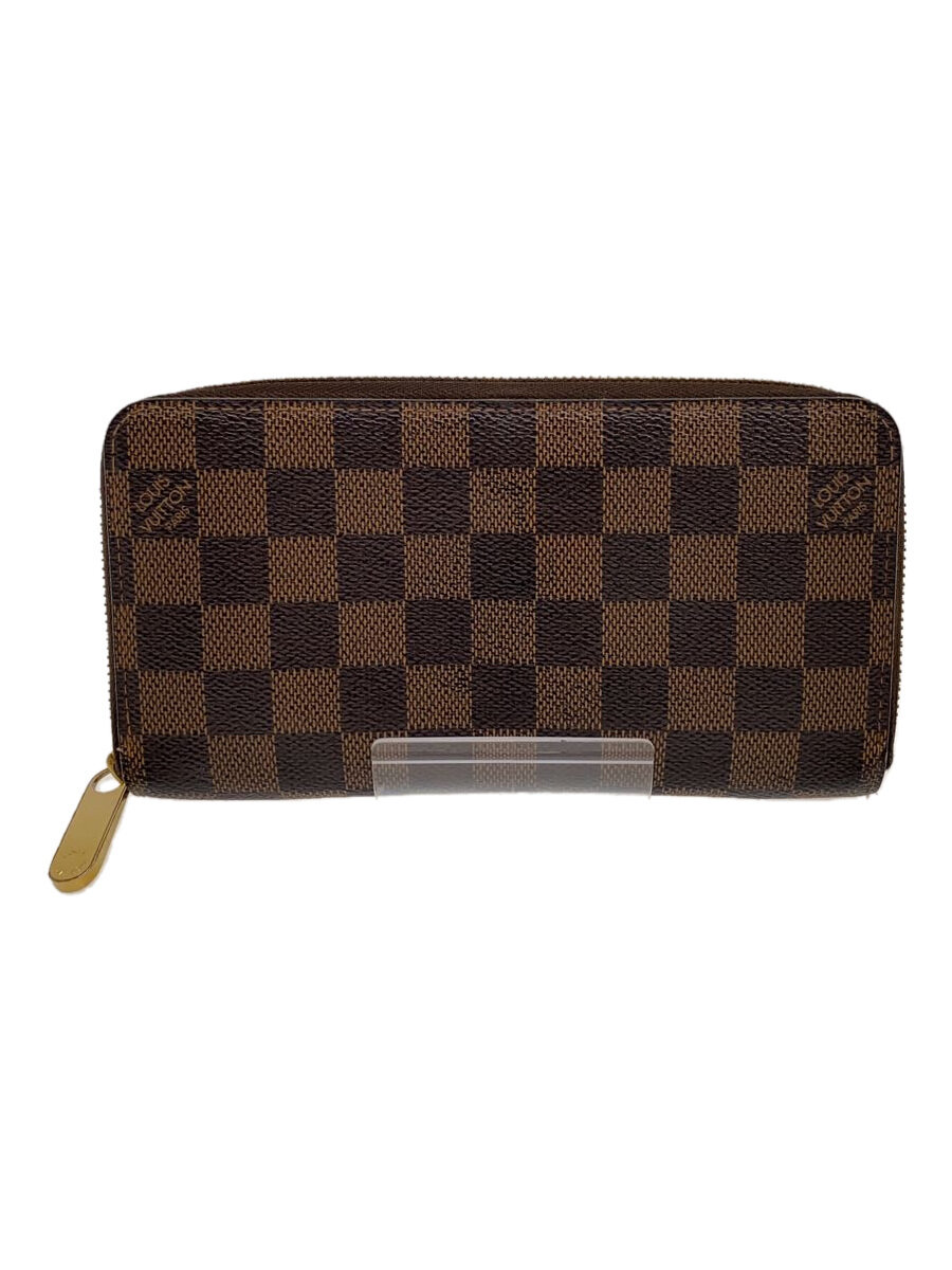 【中古】LOUIS VUITTON◆1)ジッピー・ウォレット_ダミエ・エベヌ/ブラウン/ビニール/レディース/N60015//【服飾雑貨他】