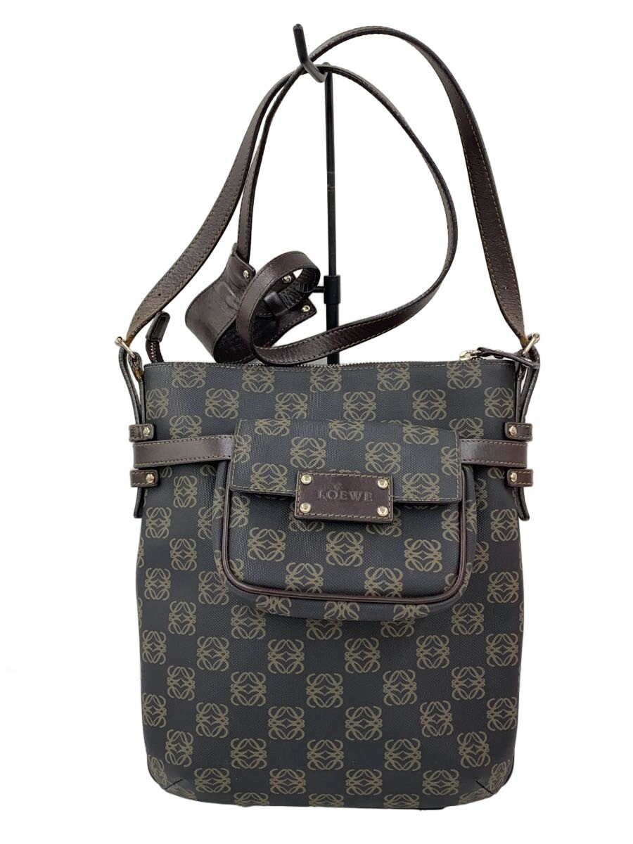 【中古】LOEWE◆リピートアナグラム/ショルダーバッグ/--/BLK/総柄//【御徒面子】