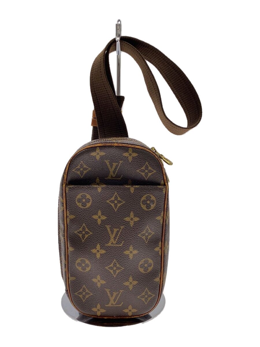 【中古】LOUIS VUITTON◆ポシェット・ガンジュ_モノグラム・帆布/なめし革/BRW【御徒面子】