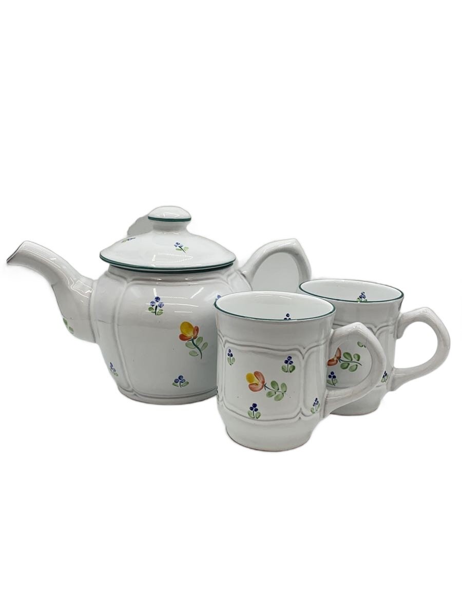 【中古】Herend◆洋食器/3点セット/WHT/ティーポット/マグカップ２個【キッチン用品】