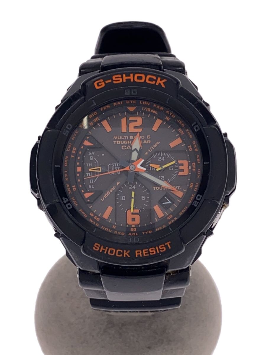 【中古】CASIO◆ソーラーウオッチ・G-SHOCK/アナログ/BLK【服飾雑貨他】