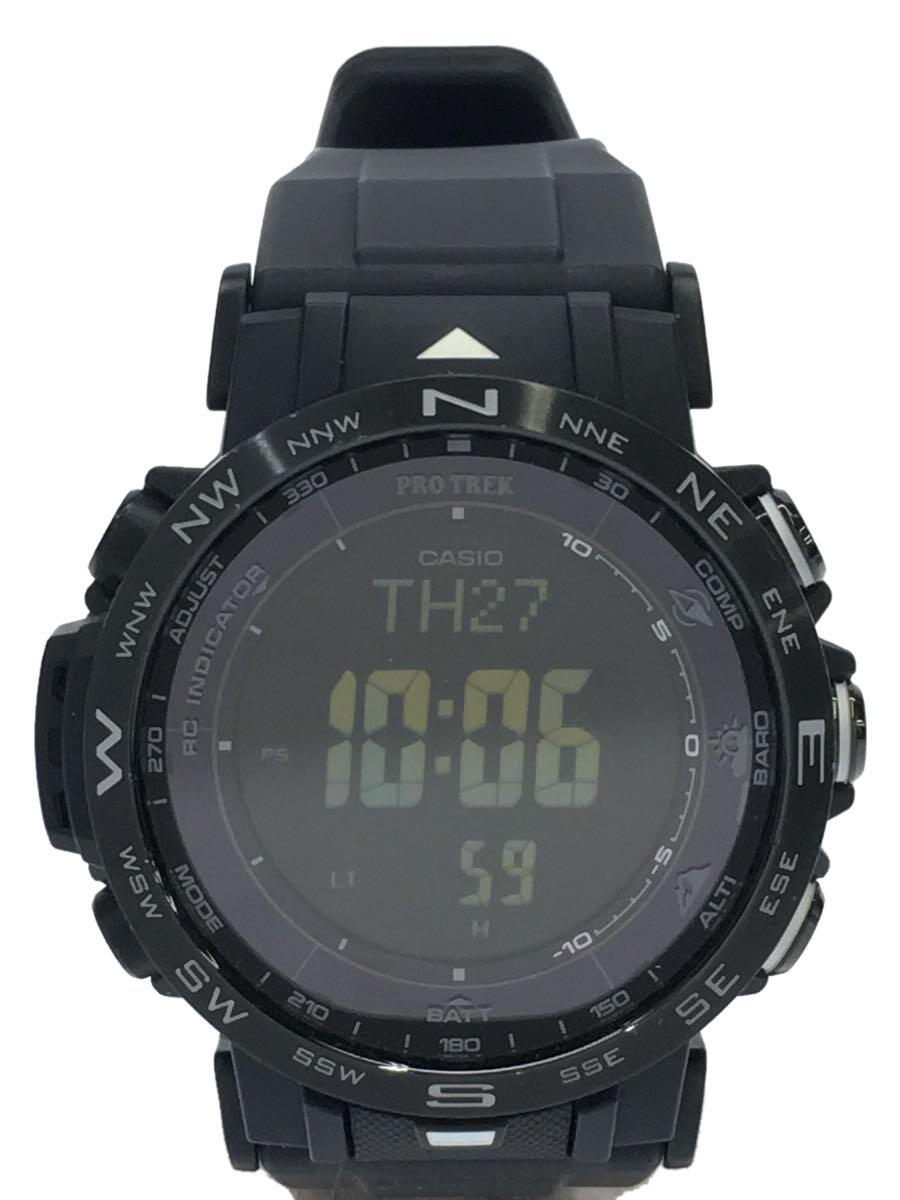【中古】CASIO◆石英ウオッチ/デジタル/チタン/BLK/BLK【服飾雑貨他】