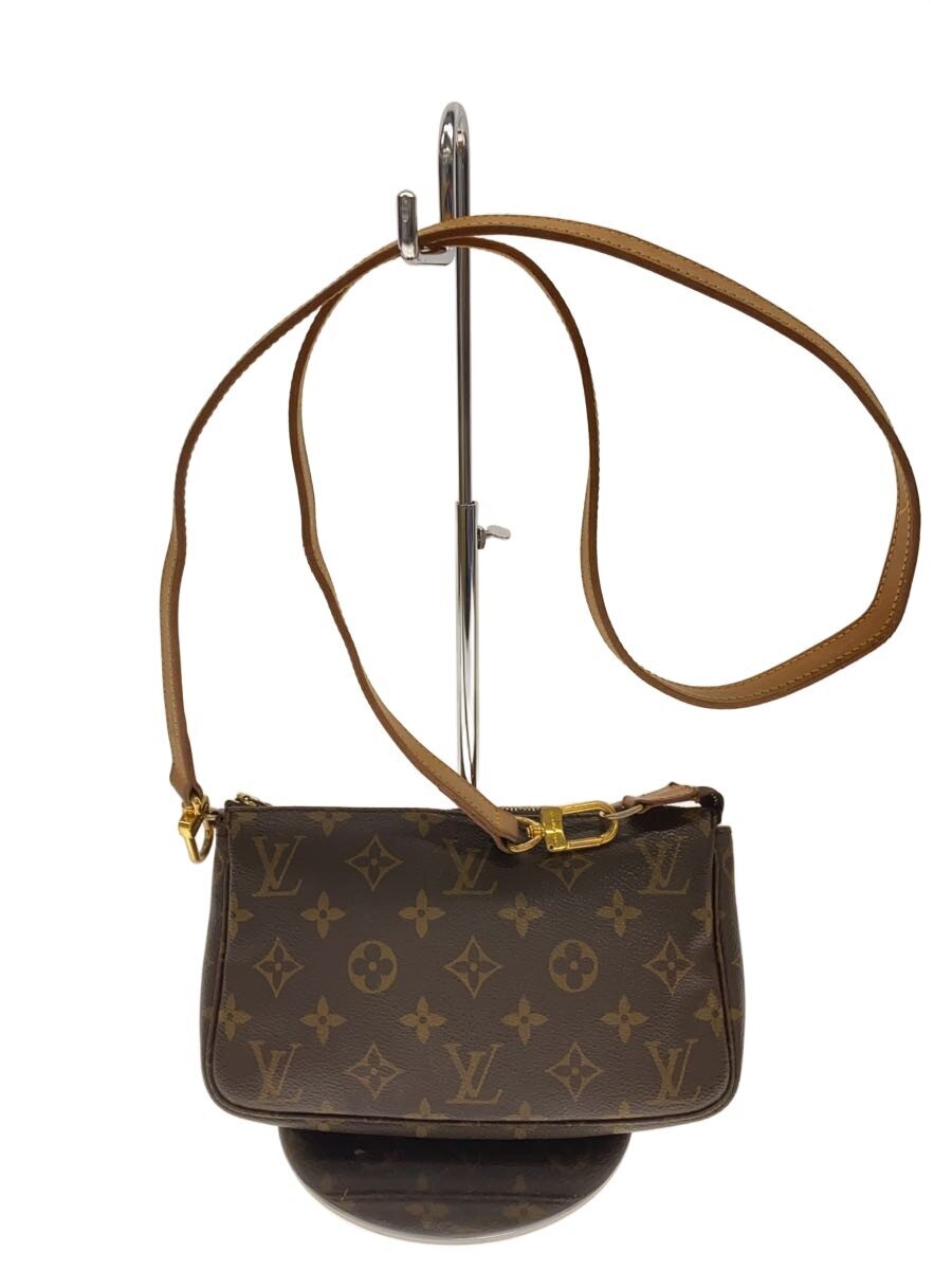 【中古】LOUIS VUITTON◆1)ポシェット・アクセソワール_モノグラム・帆布/PVC/BRW【御徒面子】