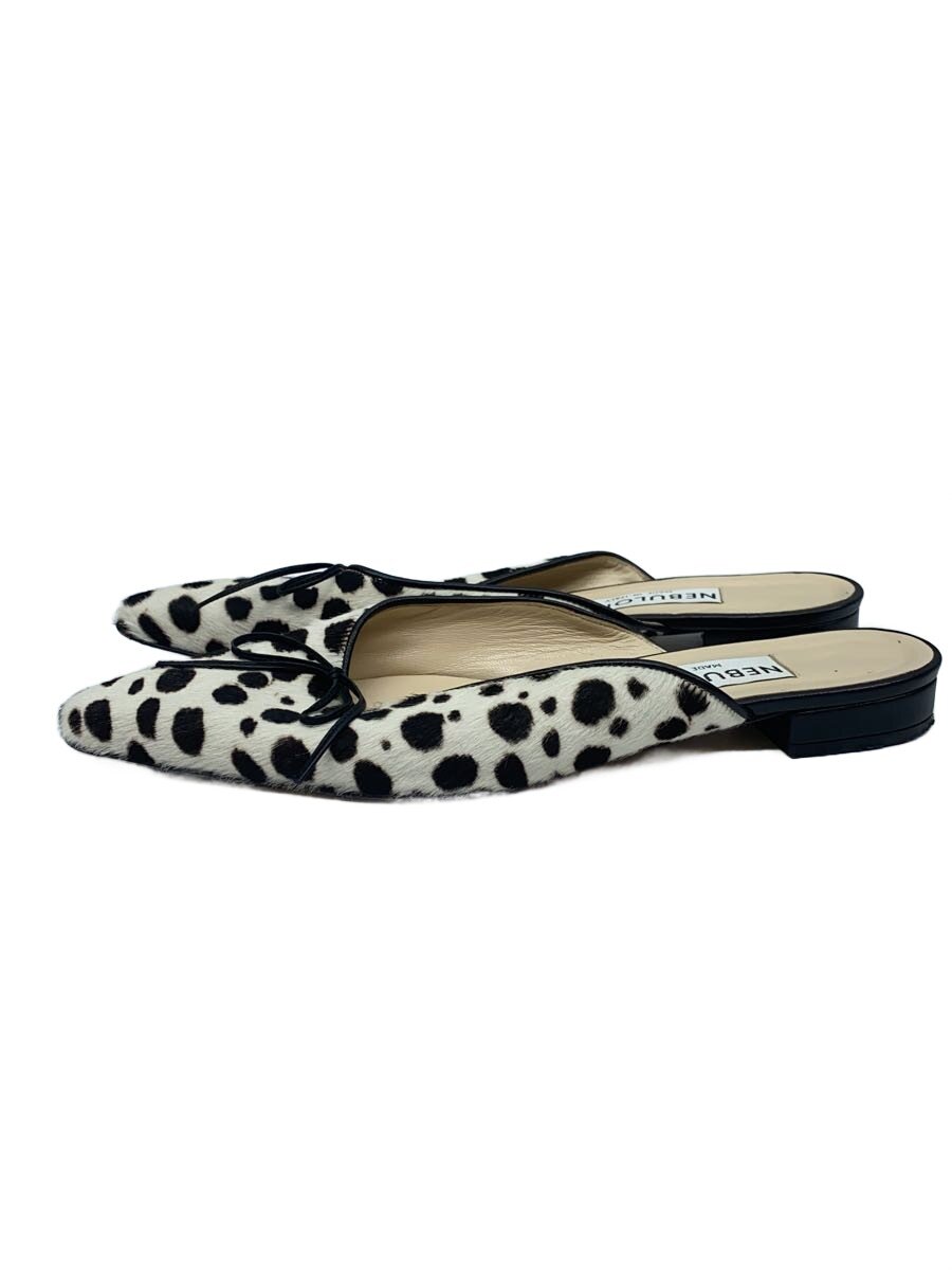 【中古】NEBULONI E.◆21AW/FW/ヘアカーフ/リボンミュール/サンダル/ダルメシアン柄/38/WHT/イタリア製【シューズ】