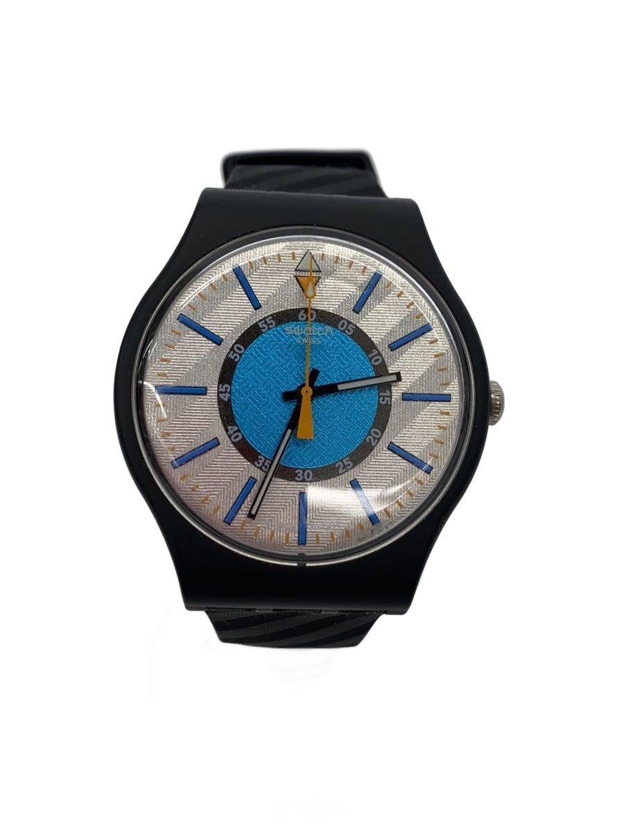 【中古】SWATCH◆ウオッチ/アナログ/天然ゴム/WHT/BLK/S032B119【服飾雑貨他】