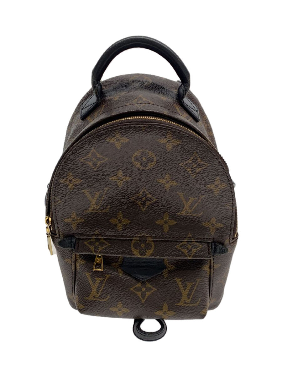 【中古】LOUIS VUITTON◆パームスプリングス・バックパックMINI_モノグラム・マカサー/--/BRW【御徒面子】