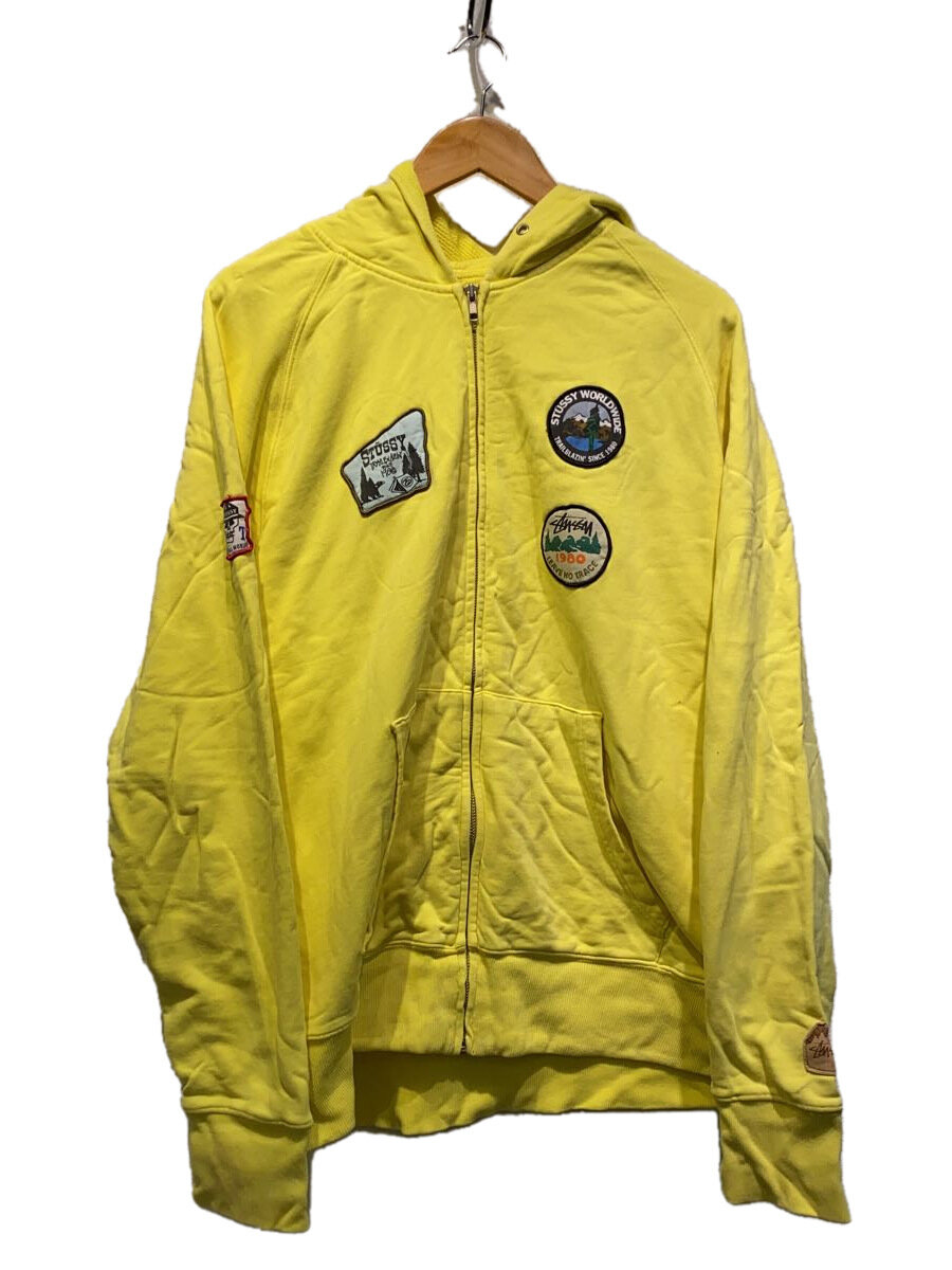 【中古】STUSSY◆ジップパーカー/XL/綿織物/YLW【メンズウェア】