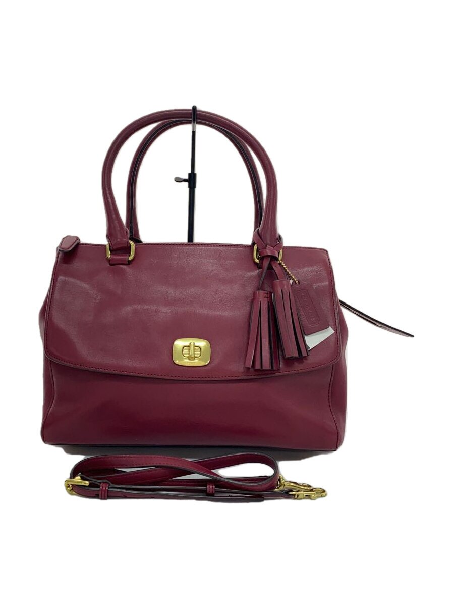 【中古】COACH◆ハンドバック_オールなめし革/牛皮/BRD【御徒面子】