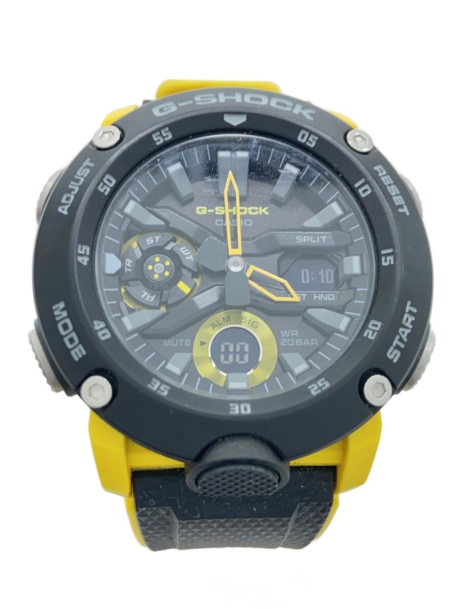 【中古】CASIO◆石英ウオッチ・G-SHOCK/デジアナ/天然ゴム/BLK/YLW【服飾雑貨他】