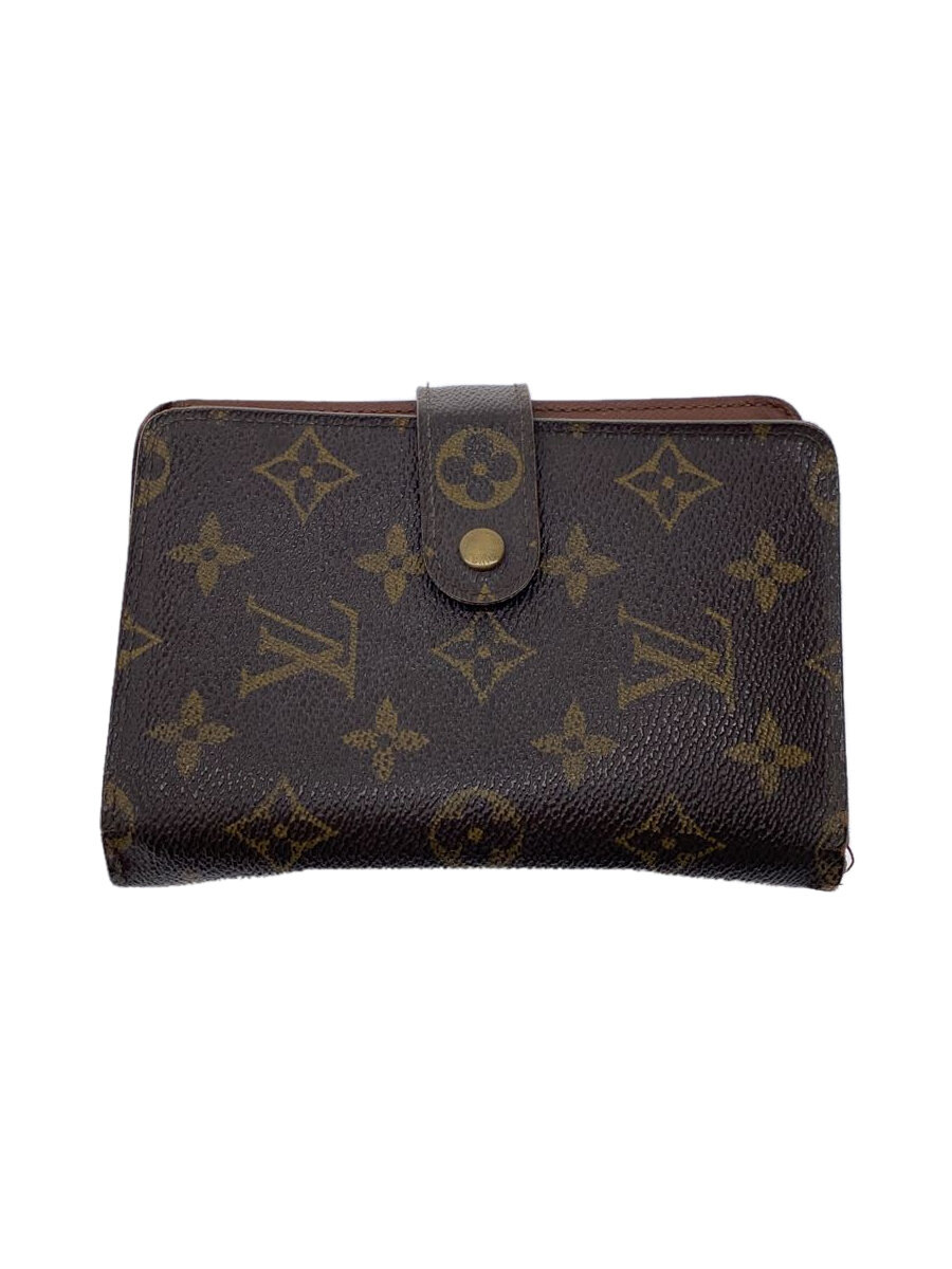 【中古】LOUIS VUITTON◆ポルト・パピエ・ジップ_モノグラム・キャンバス/PVC/ストライプ/角擦れ大/反り大【服飾雑貨他】