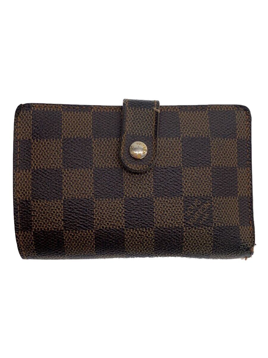 【中古】LOUIS VUITTON◆ポルト・モネ・ビエ・ヴィエノワ_ダミエ・エベヌ_BRW/PVC/BRW/レディース【服飾雑貨他】