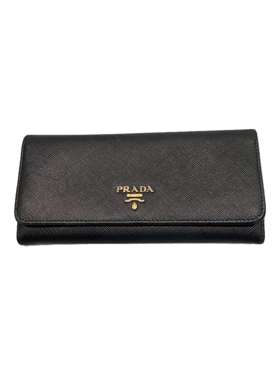 【中古】PRADA◆長紙入れ/通り手形入れもの付き添い人/PVC/BLK/無地/レディース//【服飾雑貨他】