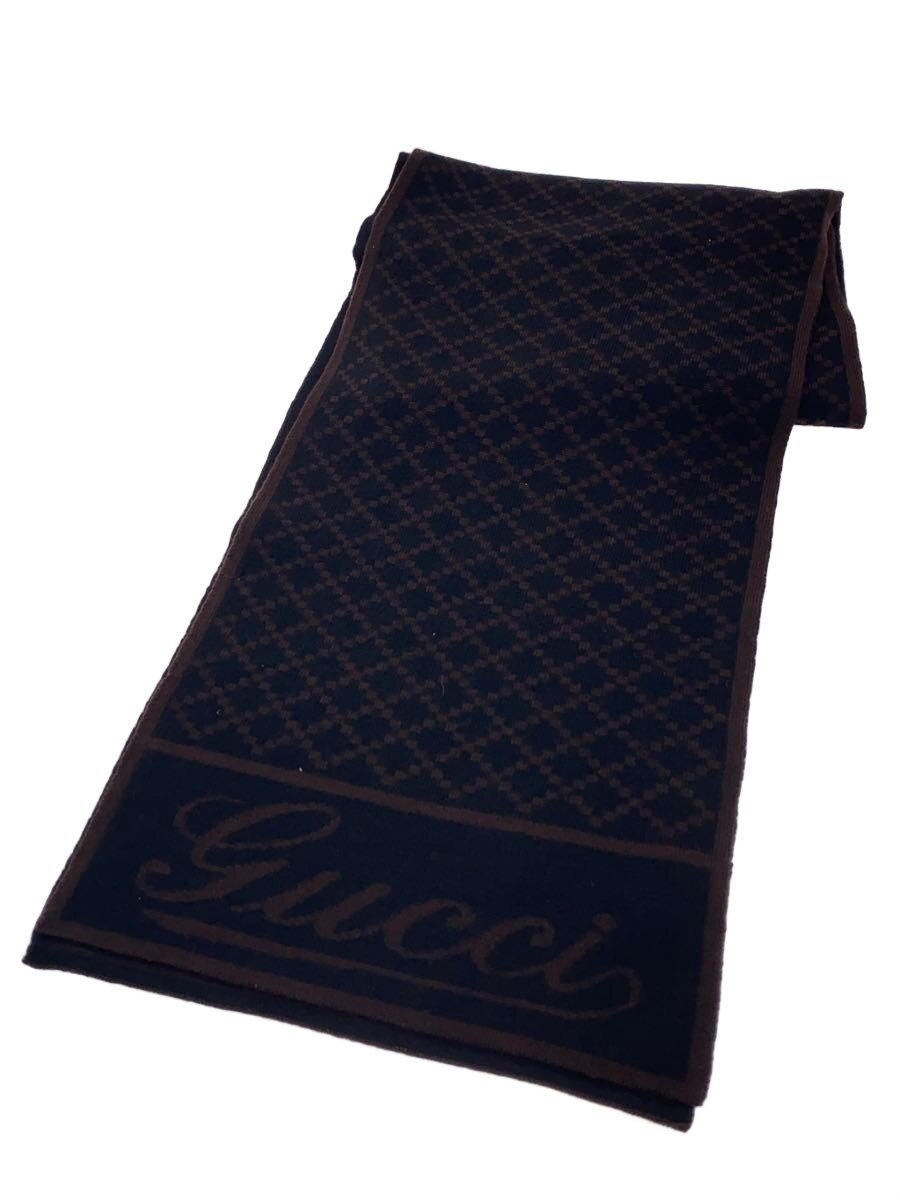 【中古】GUCCI◆えり巻き/羊毛/BRW/総柄/メンズ【服飾雑貨他】