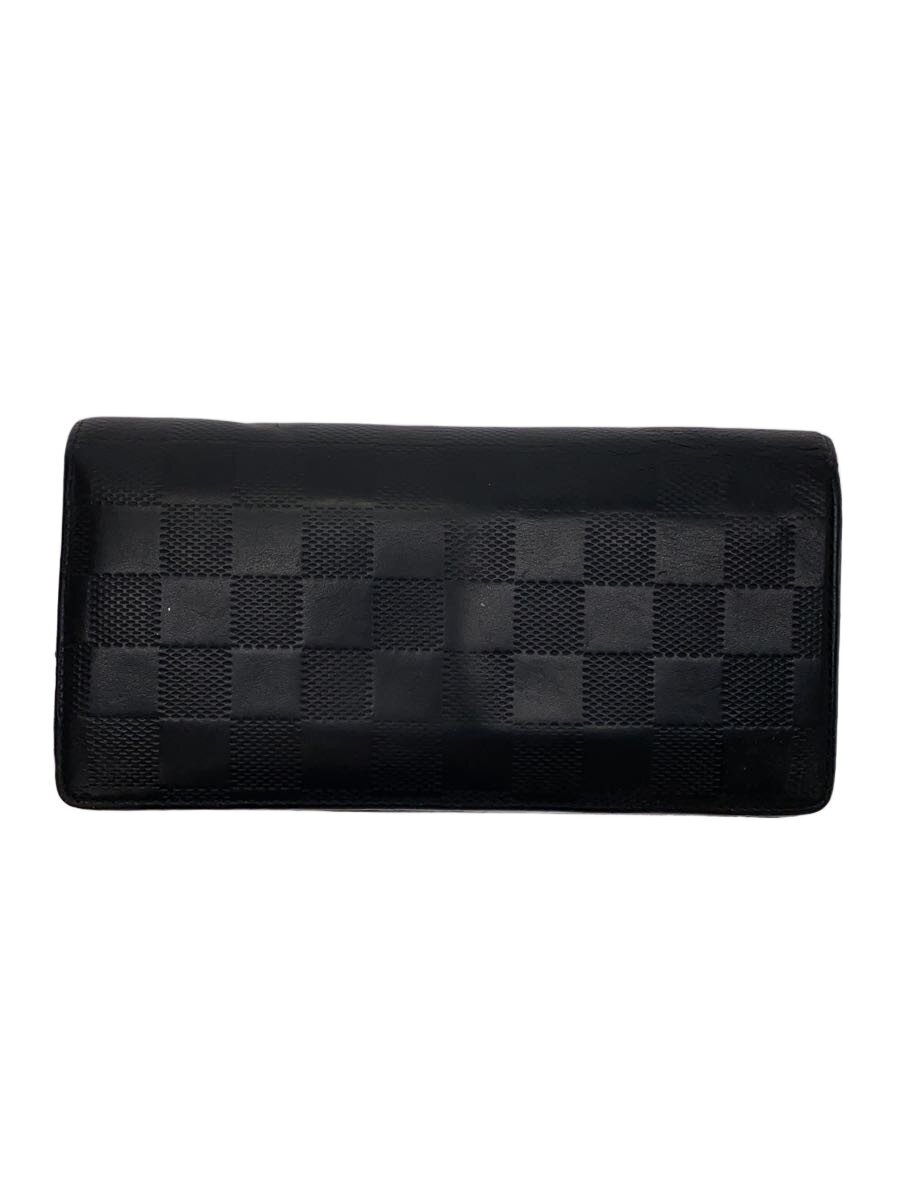 【中古】LOUIS VUITTON◆ポルト・フォイユ・ブラザ_ダミエ・アンフィニ/レザー/BLK/メンズ/N63010【服飾雑貨他】