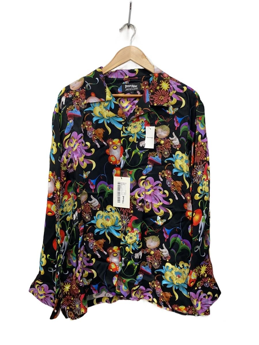 【中古】peace and after/long sleeve open collar shirt/L/--/BLK/総柄【メンズウェア】