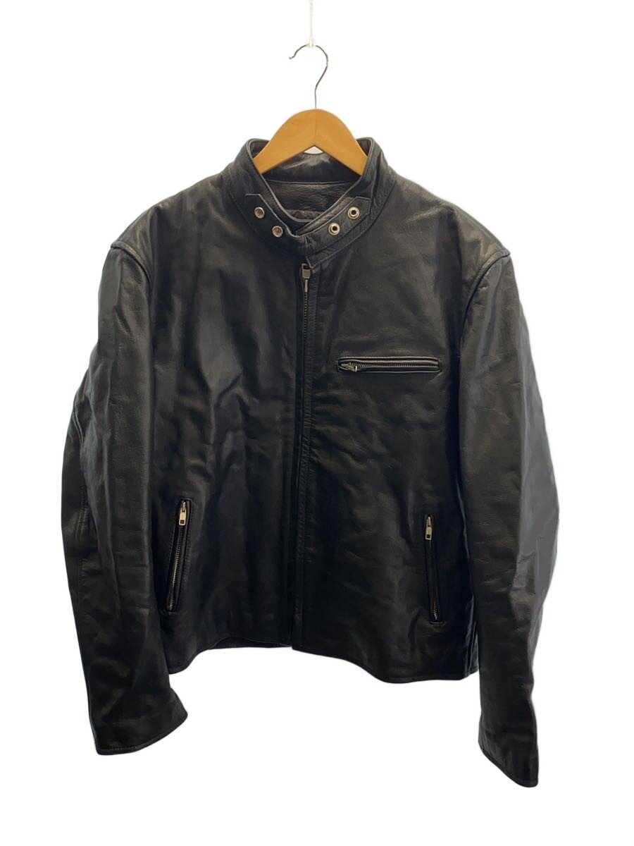 【中古】HORN WORKS◆シングルライダースジャケット/4L/レザー/BLK/無地【メンズウェア】|2nd STREET 店