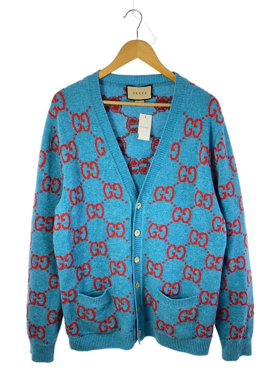 【中古】GUCCI◆ジレー(朦々たる)/L/羊毛/BLU/総柄/674043 XKB3V【メンズウェア】