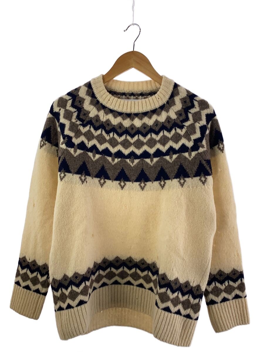 【中古】A MACHINE◆Coordinates Knit Sweater/FREE/羊毛/IVO/総柄/22-CKS【メンズウェア】