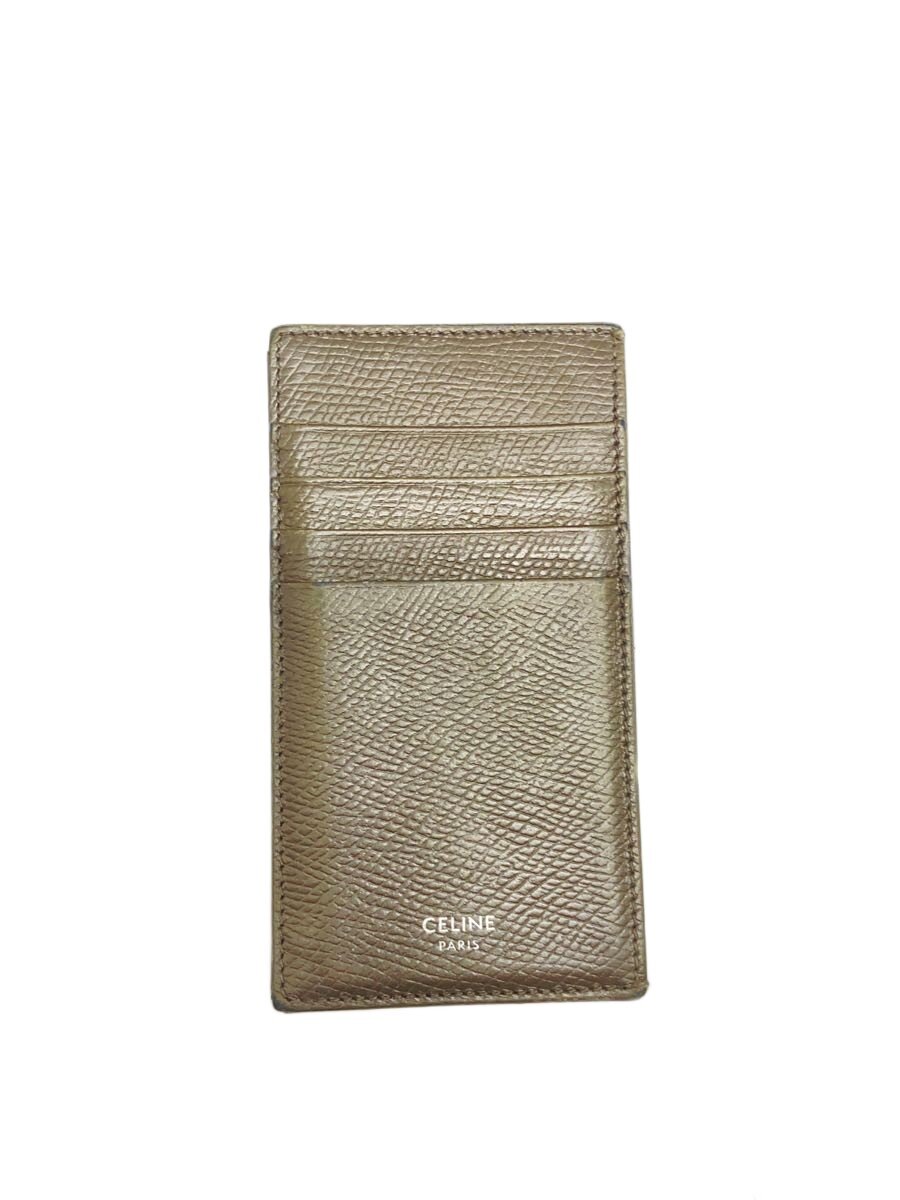【中古】CELINE◆Compact card holder インチ Grained Calfskin カーキ/10B673BEL 15KH【服飾雑貨他】