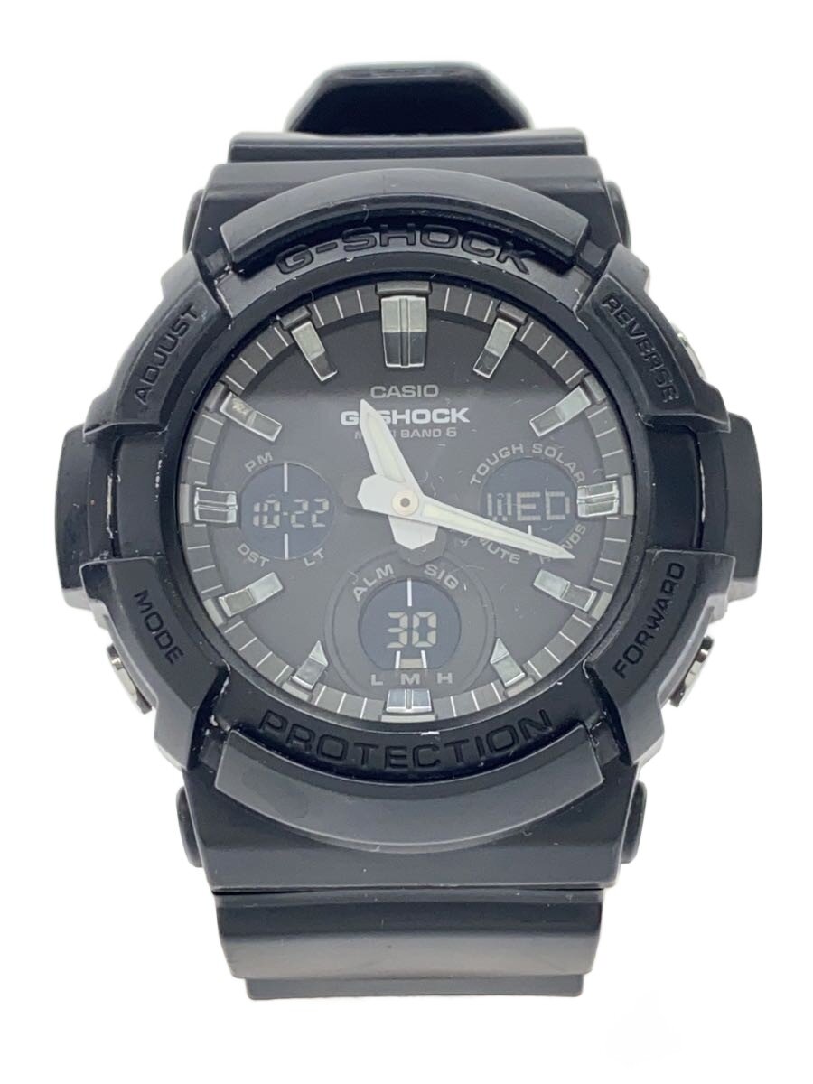 【中古】CASIO◆ソーラーウオッチ・G-SHOCK/デジアナ/天然ゴム/SLV/BLK【服飾雑貨他】
