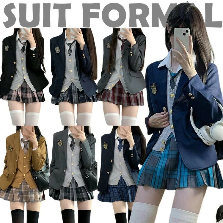 卒業式 スーツ 女の子 なんちゃって制服 セット 韓国 制服 ブレザー 入学式 卒服 JK 高校生 中学生 小学校女子 なんちゃって制服 6点セ｜Shop-Ron