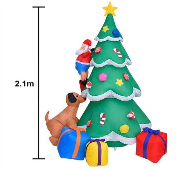【クリスマス大人気!】エアーディスプレイ クリスマスツリー エアーサンタクロース 210cm 光るクリスマスツリー エアーブロードール LED｜Shop-Ron