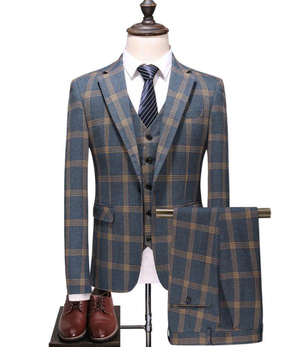 楽天市場】メンズチェックスーツセット 3色 ジャケット＋