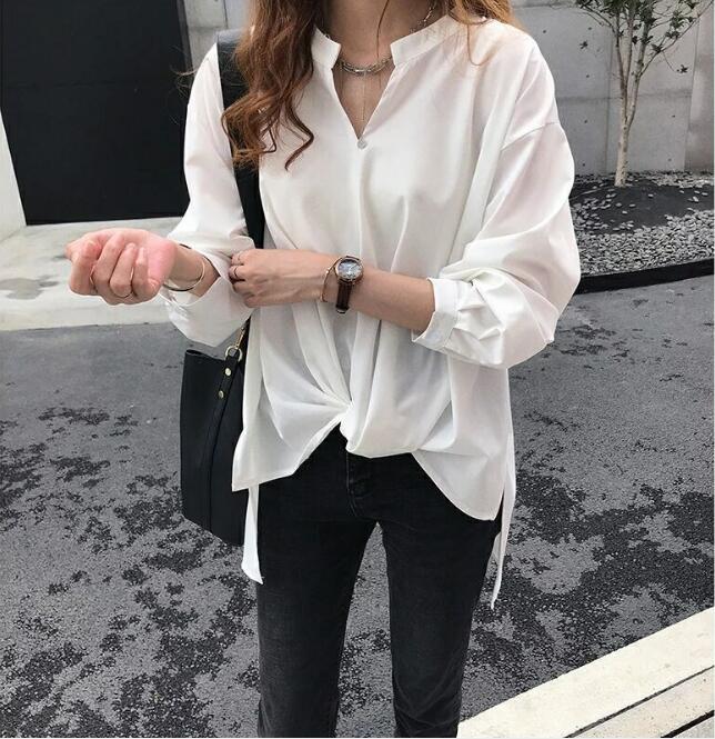 楽天市場 春夏レディースワイシャツ ゆったりロングブラウス 長袖シャツワンピース 無地 Vネック セクシー部屋着 Bf風 通勤フォマールシャツ コスプレシャツ 純の洋服屋さん