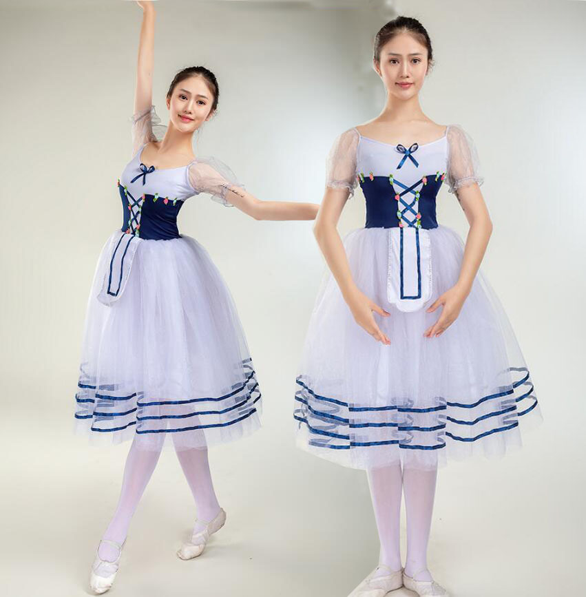 市場 バレエドレス バレエ 大人 ワンピース ジュニア ミモレ丈 半袖 レディース チュール パフスリーブ ダンス衣装 チュチュスカート