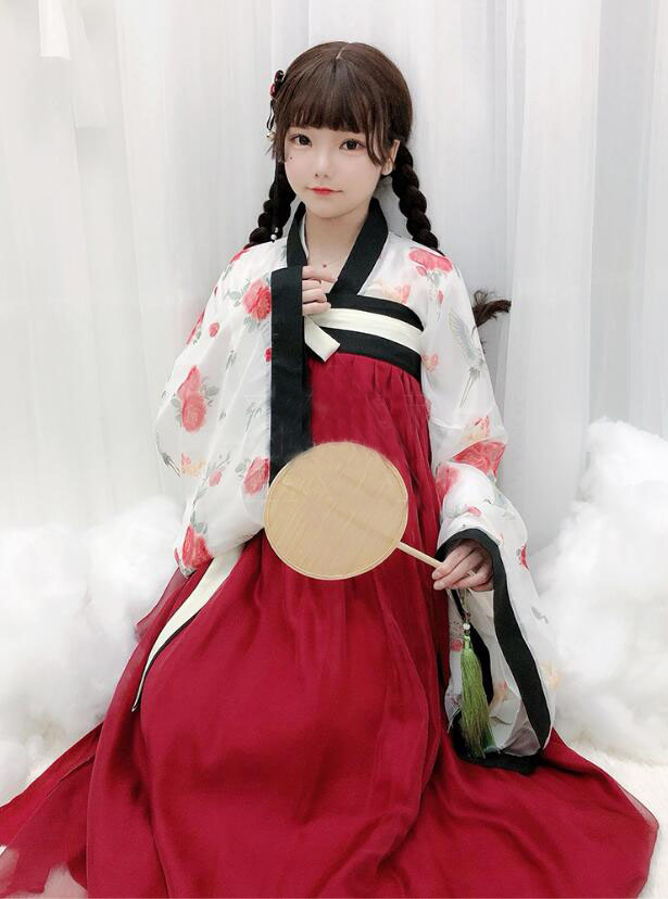 楽天市場 着物 漢服 コスプレ衣装 レディース 可愛いチャイナ服 改良中華服 唐装 チャイナドレス 和風 着物ドレス 花柄広 袖留袖羽織 インナー羽織 ロングスカート 3点セット お姫様 漢時代 昭和 ハロウィン コスチューム 仮装 変装 縁取り 黒 ワインレッド 純の洋服屋さん