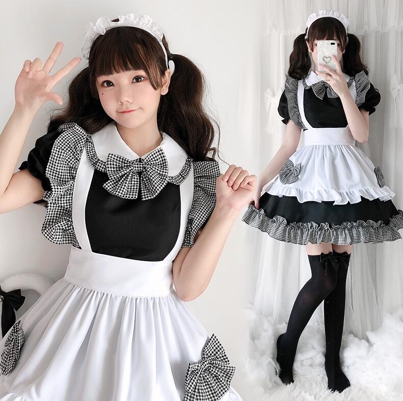 楽天市場 ハロウィン コスプレ メイド服 4点セット 半袖 膝丈ワンピース エプロン リボン 裾フリル チェック柄メイド服 カチューシャ付き 可愛い ウェイトレス レディース 中学生 高校生 コスチューム 変装 仮装 白 黒 純の洋服屋さん 楽天市場 ハロウィン コスプレ メイド服 4点セット 半袖 膝丈ワンピース エプロン リボン 裾フリル チェック柄メイド服 カチューシャ付き 可愛い ウェイトレス レディース 中学生 高校生 コスチューム 変装 仮装 白 黒 純の洋服屋さん