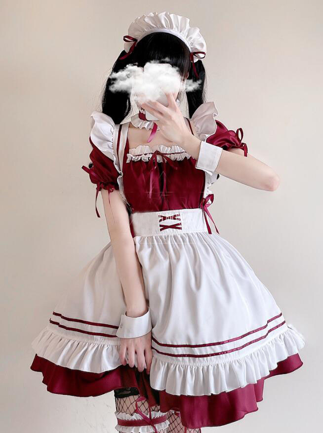 楽天市場 コスプレ衣装 ハロウィーン メイド服 フルセット7点セット 猫ちゃん 可愛い ウェイトレス レディース 大人 ハロウィン コスチューム 半袖 ワンピース フリル 蝶リボン カチューシャ付 お姫様 ロリータドレス 純の洋服屋さん