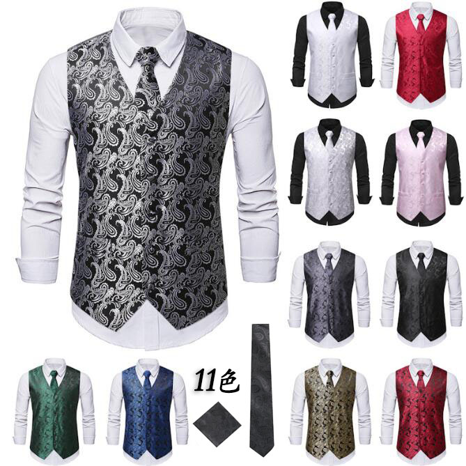 楽天市場】キルティング 花柄 ベスト3点セット メンズ ステージ衣装