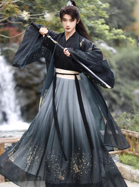 楽天市場】黒系 チャイナ服 漢服 メンズ レディース 男女兼用 交差襟