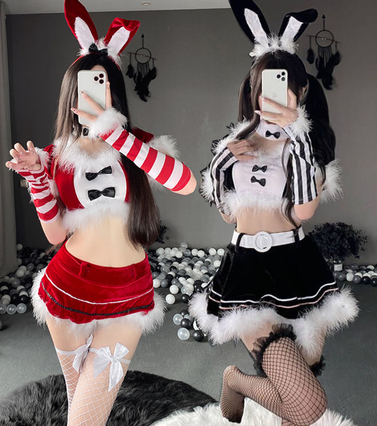 楽天市場】サンタ コスプレ 兎耳カチューシャ付き 6点セット